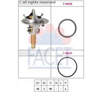 FACET 7.8703S Thermostat d'eau avec joint d'étanchéite 89°C Compatible avec RENAULT Clio 3 3/5 portes BR0/1, CR0/1 Kangoo 1 KC, KC0/1 Megane 2 3/5 portes BM, CM, BM0/1, CM0/1 Scénic 2 JM