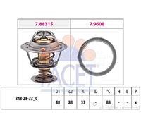 FACET 7.8831 Thermostat d'eau avec joint d'étanchéite 88°C Compatible avec HYUNDAI i10 PA