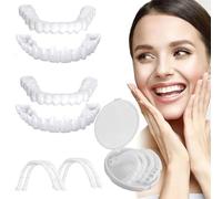 Facette Dentaire Cosmétique, 2 Paires Placages Fausses Dents Haut et Bas Temporaires pour Blanchiment Des Couvrir Les Dents Imparfaites