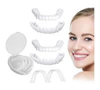 Facette Dentaire Cosmétique, 2 Paires Placages Fausses Dents Haut et Bas Temporaires pour Blanchiment Des Couvrir Les Dents Imparfaites
