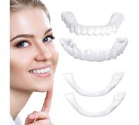 Facette Dentaire Cosmétique, 2 Paires Placages Fausses Dents Haut et Bas Temporaires pour Blanchiment Des Couvrir Les Dents Imparfaites