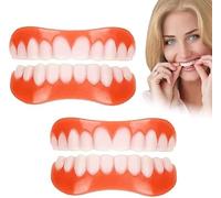 Facette Dentaire Cosmétique 2 Paires, Sûr et Confortable Immédiat Sourire Dents de Placage Haut et Bas avec Perles Adhésives Thermiques Pour Restauration Temporaire de Défauts Dentaires