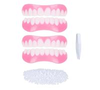 Facette Dentaire Cosmétique 2 Paires, Sûr et Confortable Immédiat Sourire Dents de Placage Haut et Bas avec Perles Adhésives Thermiques Pour Restauration Temporaire de Défauts Dentaires