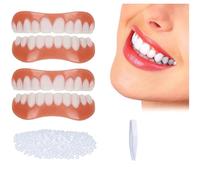 Facette Dentaire Cosmétique 2 Paires, Sûr et Confortable Immédiat Sourire Dents de Placage Haut et Bas avec Perles Adhésives Thermiques Pour Restauration Temporaire de Défauts Dentaires