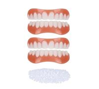 Facette Dentaire Cosmétique 2 Paires, Sûr et Confortable Immédiat Sourire Dents de Placage Haut et Bas avec Perles Adhésives Thermiques Pour Restauration Temporaire de Défauts Dentaires