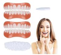 Facette Dentaire Cosmétique 2 Paires, Sûr et Confortable Immédiat Sourire Dents de Placage Haut et Bas avec Perles Adhésives Thermiques Pour Restauration Temporaire de Défauts Dentaires