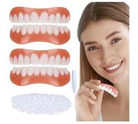 Facette Dentaire Cosmétique 2 Paires, Sûr et Confortable Immédiat Sourire Dents de Placage Haut et Bas avec Perles Adhésives Thermiques Pour Restauration Temporaire de Défauts Dentaires