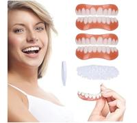 Facette Dentaire Cosmétique 2 Paires, Sûr et Confortable Immédiat Sourire Dents de Placage Haut et Bas avec Perles Adhésives Thermiques Pour Restauration Temporaire de Défauts Dentaires