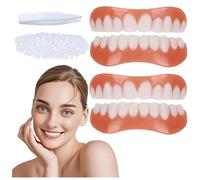 Facette Dentaire Cosmétique 2 Paires, Sûr et Confortable Immédiat Sourire Dents de Placage Haut et Bas avec Perles Adhésives Thermiques Pour Restauration Temporaire de Défauts Dentaires