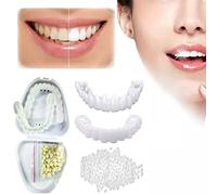 Facette Dentier Sourire Parfait Amovible Haut et Bas Fausse Dent Cosmétiques Facette Dentaire Instantané Blanchiment des Dents Prothèses Dentaire Temporaires pour Hommes et Femmes