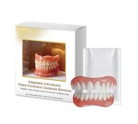 Facettes dentaires, fausses dents à appliquer seules, kit de dentition complète supérieure et inférieure, réparation temporaire dents pour hommes et femmes, prothèses dentaires amovible(A)