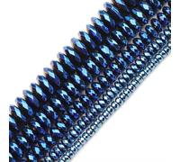 Facettes plates rondes hématite couleur or pierre naturelle 3/4/6/8/10 mm entretoise perles en vrac pour la fabrication de bracelets de bijoux bricolage-bleu saphir-6 mm 100 pièces