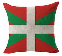 FaceYee Housse de coussin Drapeau du Pays Basque Double Face Coussin Salle de coration de la Maison 45 x 45 cm Blanc Basque