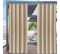 FaceYee Rideau imperméable d'extérieur pour jardin, terrasse, porche, fil anti-rayures, 132 x 213 cm, couleur : beige