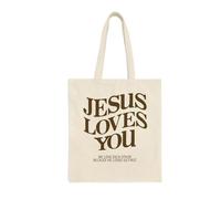FaceYee Sac à bandoulière « Jesus Loves You » - Cadeau floral chrétien - 35,6 x 40 cm, Jésus vous aime, 35cm(W)x40cm(H)