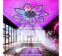 Fachae Moderne Étoile Blanche Ventilateur De Plafond Silencieux Avec Lumiere Et Telecommande Chambre RGB Enfant Plafonnier Ventilateur Moteur DC 6 Vitesses Réversible Pour Salon Enfant Chambre
