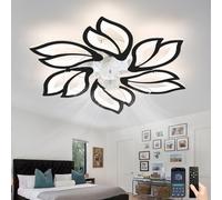 Fachae Noir Ventilateur de Plafond LED avec éClairage,Plafonnier Ventilateur avec 6 Vitesses TéLéCommande,Silencieuse Plafonnier 82W avec LumièRe,Minuterie,RéVersible,Chambre à Coucher,Salon
