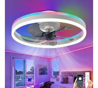 Fachae Plafonnier Ventilateur LED RGB 50cm -Blanc Chambre Salon