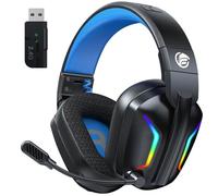Fachixy Casque de Jeu FC-300 avec Microphone, Casque sans Fil 2,4 G pour PS5, PS4, PC, Switch, Mac, Son Surround, Casque de Jeu Pliable Bluetooth sans Fil avec lumière LED, Plus de 50 Heures