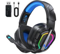 Fachixy Casque de Jeu sans Fil avec Microphone pour PS5, PS4, PC, Switch et | USB 2,4 GHz et Bluetooth 5.4, faible latence (≤ 20 ms), son surround, batterie 50H, lumière LED, pour FPS et RPG