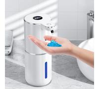 Fachixy Distributeur de Savon Automatique avec écran numérique, sans Contact, Montage Mural, Distributeur de Savon de Bain, Rechargeable, 380 ML, IPX5 étanche pour Salle de Bain, Cuisine