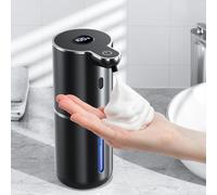 Fachixy Distributeur de savon automatique avec écran numérique, sans contact, montage mural, distributeur de savon de bain, rechargeable, 380 ml, IPX5 étanche distributeur de mousse pour salle de bain