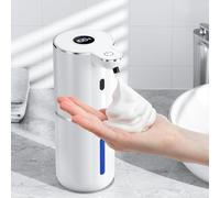 Fachixy Distributeur de savon automatique avec écran numérique, sans contact, montage mural, distributeur de savon de bain, rechargeable, 380 ml, IPX5 étanche distributeur de mousse pour salle de bain