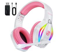 Fachixy FC-100 Casque de jeu sans fil pour PS5, PS4, PC - Casque de jeu avec audio sans perte et autonomie de 50 heures - Casque de jeu avec microphone pour Mac, ordinateur portable, Switch et mobile