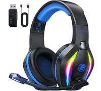 Fachixy FC100 Casque de Jeu sans Fil avec Microphone, 2,4 G, pour PS5, PS4, PC, Switch, Mac, Son Surround, Bluetooth, sans Fil, avec lumière LED, Plus de 50 Heures d'autonomie