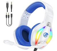 Fachixy FC100 Casque de jeu pour PS4, PS5, PC, Xbox, Nintendo Switch, casque de jeu avec câble et lumière RVB, casque stéréo surround avec microphone, réduction du bruit
