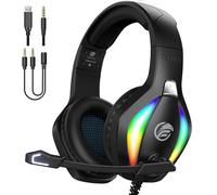 Fachixy FC100 Casque Gaming pour PC, PS4, PS5, Xbox, Mac, Nintendo Switch, Casque Gamer PS4 avec Lumière RVB, Casque PS5 avec Micro, Casque Antibruit avec Prise Jack 3,5 MM