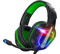 Fachixy FC200 Casque Gaming pour PS5, PS4, PC, Xbox, Nintendo Switch, Casque PS5 avec câble et lumière RGB, Casque stéréo Surround avec Micro, Noise Cancelling Gamer Headphones - Vert
