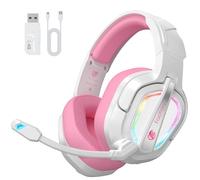 Fachixy FC200 Casque Gaming sans Fil, 2.4GHz Casque Bluetooth sans Fil avec Micro pour PS5, PS4, PC, Switch, Mac, Mobile, Casque Gaming Pliable avec Son Stéréo et Éclairage LED, Batterie de 50h