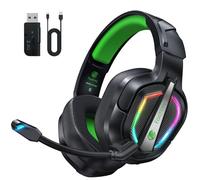 Fachixy FC200 Casque Gaming sans Fil, 2.4GHz Casque Bluetooth sans Fil avec Micro pour PS5, PS4, PC, Switch, Mac, Mobile, Casque Gaming Pliable avec Son Stéréo et Éclairage LED, Batterie de 50h