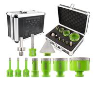 FACHLICH Foret Diamant Carrelage 6/6/8/20/35/50/68mm Trépans 10mm et 50mm Fingerfraise Diamantée et Adaptateur pour Carrelage Porcelaine Granit Marbre(10 Pièces/Boîte)