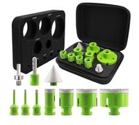 FACHLICH Foret Diamant Carrelage 6/6/8/20/35/50/68mm Trépans 10mm et 50mm Fingerfraise Diamantée et Adaptateur pour Carrelage Porcelaine Granit Marbre(10 Pièces/Boîte)