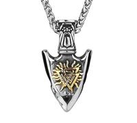 Fachoice Valknut Pendentif en pointe de flèche pour homme Collier de lance boussole nordique pour homme Viking Vegvisir Boussole Bijoux Punk Valknut Odin Flèche Collier