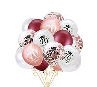 FACHY 70 Ans Ballon Décorations d'anniversaire, rouge vin 70e Anniversaire Ballon de Latex Confettis Ballons à l'hélium pour Maman Femmes 70 Ans Décorations d'anniversaire(Or rose)
