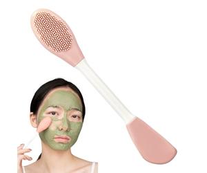 Facial Cleansing Brush - 6.38 in Double-Headed Face Massage Scrubber | Deep Cleaning Scrubbing Tool with Ergonomic Handle | Mud Scraper Applicator for Home Travel Daily Routine
