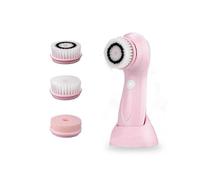 Facial Cleansing Brush - Advanced Cleaning Technology & 3 Brush Heads - USB Rechargeable Electric Rotating Facial (Pink)