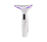 Facial Lifting Device, Neck Firming Device, Microcurrent Roller Wand with Hot Compress, 3 Light Modes and 3 Vibration Levels for Home Slimming Routine, 5.59 Inches White Silver