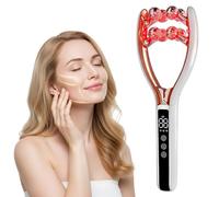 Facial Massager with 3D Roller, Face Roller Tmj & Jaw Massager for Lymphatic Drainage, Facial Sculpting Tool with Red Blue Light, Lymphatic Contour Face Brush Lift & Double Chin Reducer