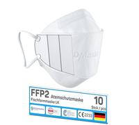 faciemF, 10x Masques de protection respiratoires FFP2 | Blanc | Fabriqué en Allemagne | 5 couches, sachet individuel | CE EN 149:2001+A1:2009, Organisme notifié GEPTEST (2233)