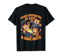 Facile à distraire par Les Chats et Les Rages Quits Drôle Homme T-Shirt