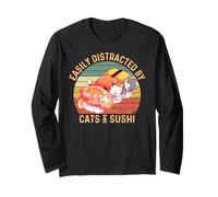 Facile à distraire par Les Chats et Les sushis Amusants Manche Longue