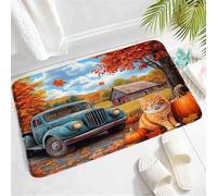 Facile À Nettoyer Paillasson Camion Bleu Moisson avec des Citrouilles Chat Mignon Érable Tapis Bains Antidérapant Tapi De Sol D'Intérieur pour Entrée Déco Intérieur 40X60Cm