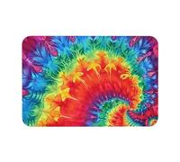 Facile À Nettoyer Tapis De Bain Imprimé Tie-Dye Rainbow Rouge Paillasson Lavable Tapi Salle De Bain pour Cuisine Entrée Terrasse 40X60Cm
