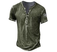 Facile à porter T-shirt à manches courtes pour homme Activewear T-shirt imprimé à manches courtes tendance décontracté rétro pour intérieur extérieur marche sports vie quotidienne, Vert, XL