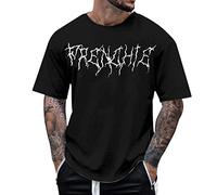 Facile à porter - T-shirt à manches courtes pour homme - Col rond - Imprimé lettres - T-shirt décontracté à manches courtes pour l'intérieur et l'extérieur, la marche, le sport, la vie quotidienne