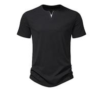 Facile à porter - T-shirt à manches courtes pour homme - Doux - Tendance - Printemps et été - Décontracté - Col en V - Couleur unie - Pour l'intérieur et l'extérieur, la marche, le sport, la vie